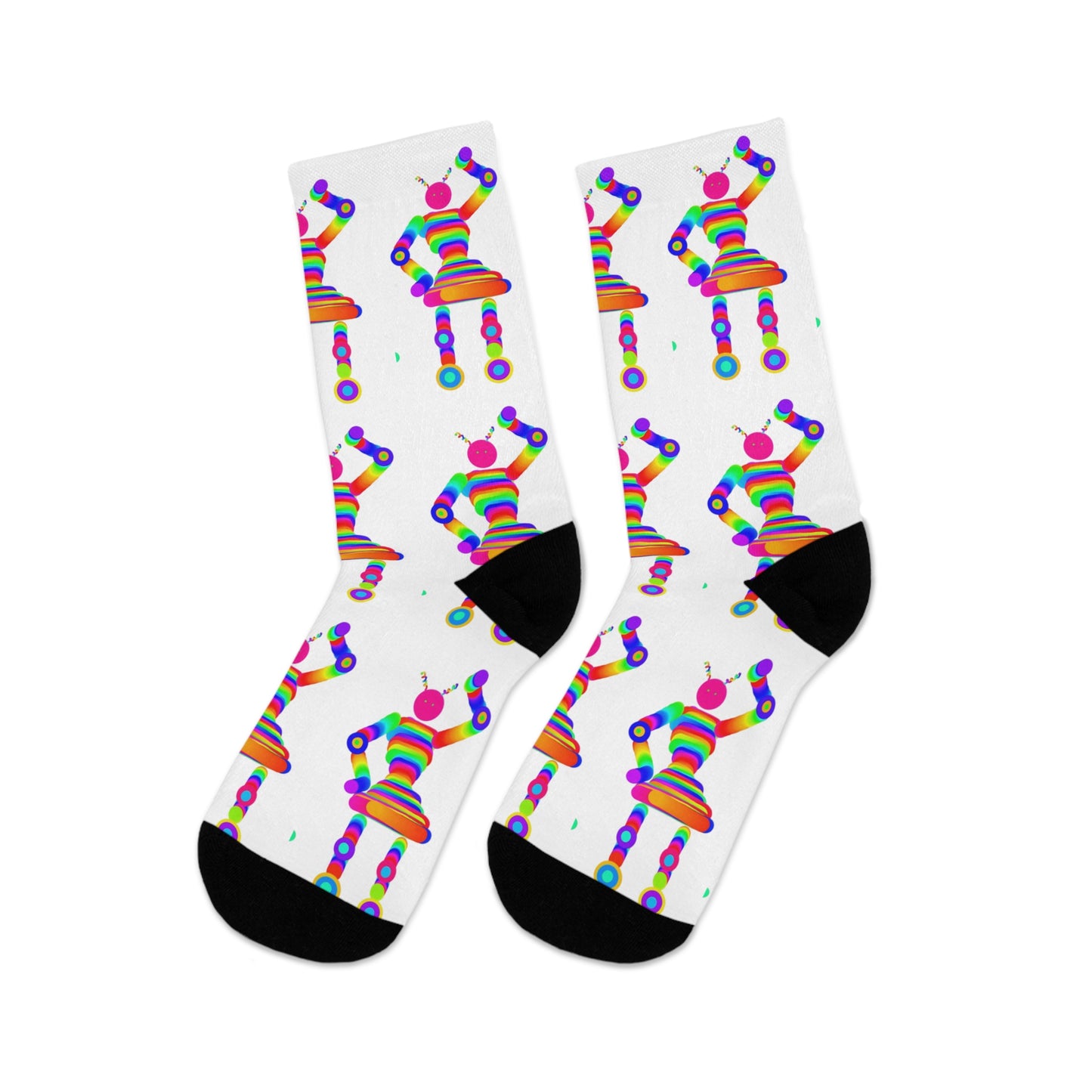 Marty Martians Robot Girl / White / Recycled Poly Socks