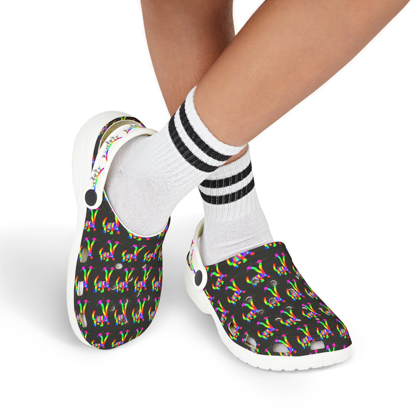 Marty Martians Friend with Two Heads in Black / Kid's EVA Foam Clogs (AOP)