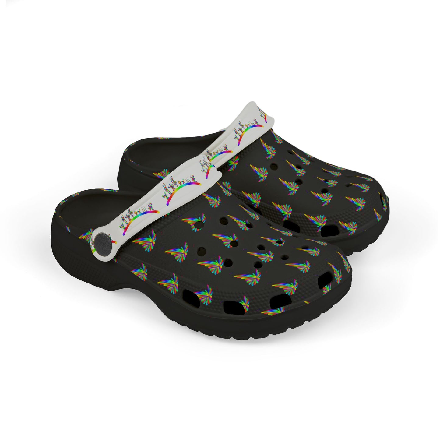 Marty Martians Butterfly in Black / Kid's EVA Foam Clogs (AOP)