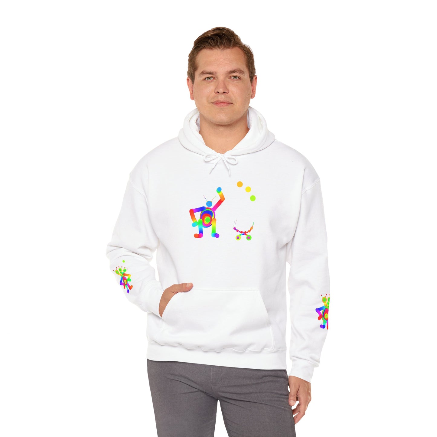 Waving Martian with Little Friend / Unisex Heavy Blend™ Hooded Sweatshirt