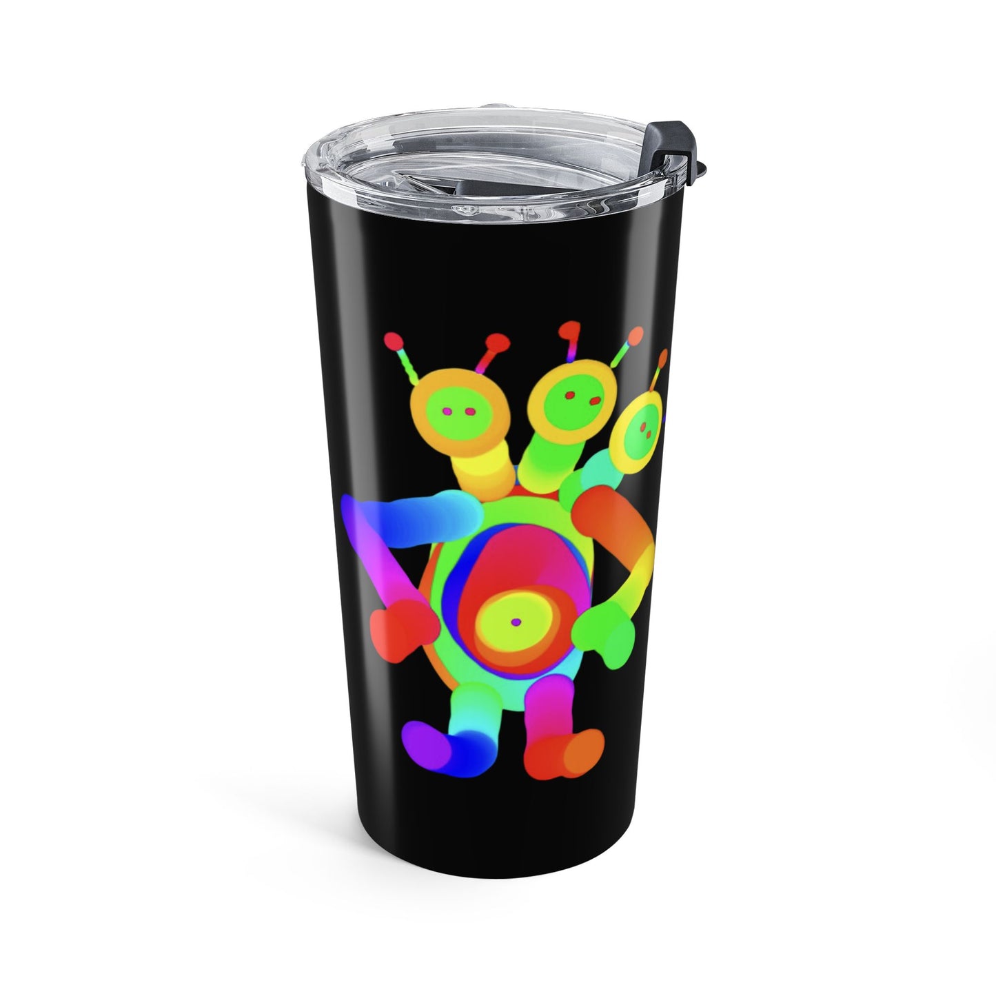 Marty Martians 3 Headed Martian with Robot Friend Black Tumbler 20oz